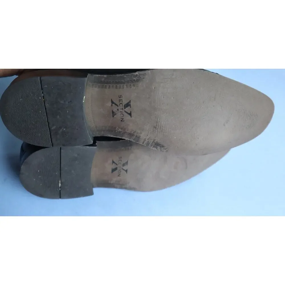 Section X Cap Toe Dress Shoes Black Men 9 M Flex Sheepskin Work Cocktail Comfort